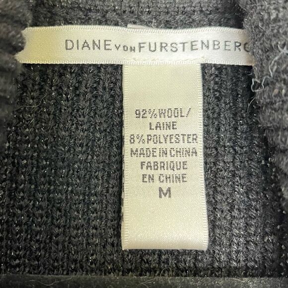 Diane Von Furstenberg Hoxer Wool Metallic Open Front Cardigan M - Picture 5 of 5